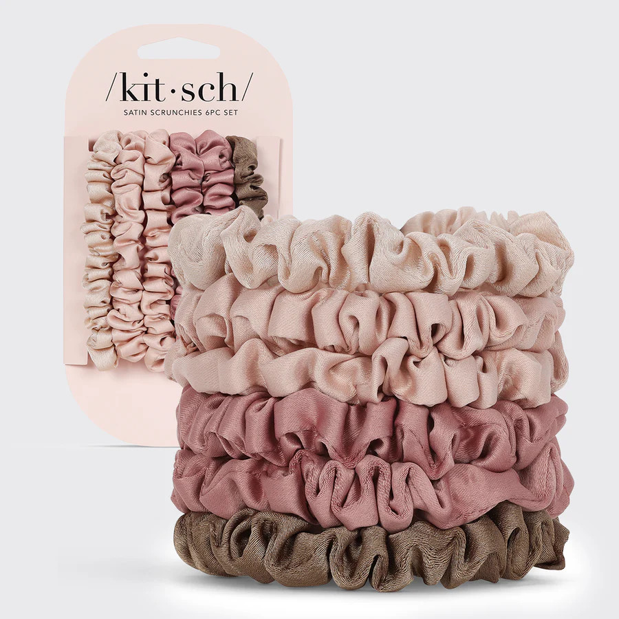 Terracotta Ultra Petite Satin Scrunchies 6pc Set | Kitsch