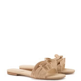 Ivy Ruffle Flat Mule In Beige Raffia | Larroude