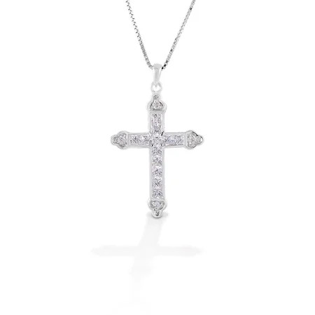 Kelly Herd Clear Cross Necklace - Sterling Silver | Walmart (US)