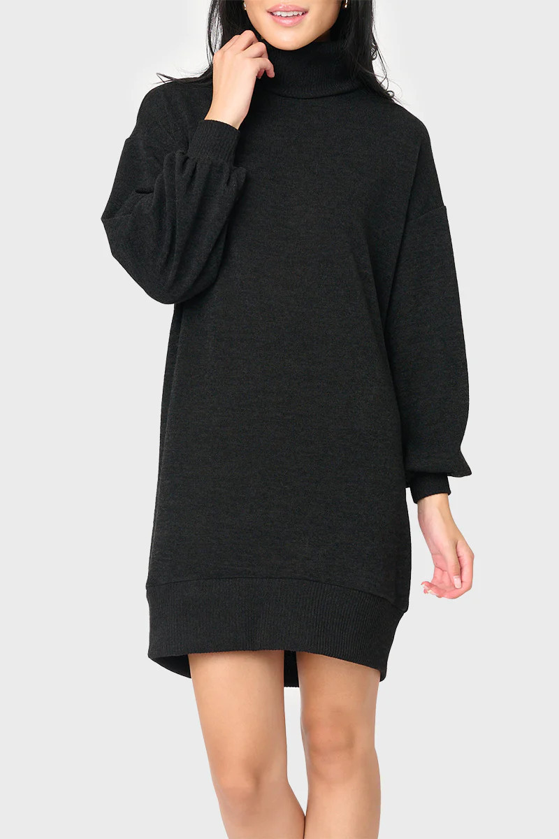 Blouson Sleeve Turtleneck Sweater Dress | Gibson