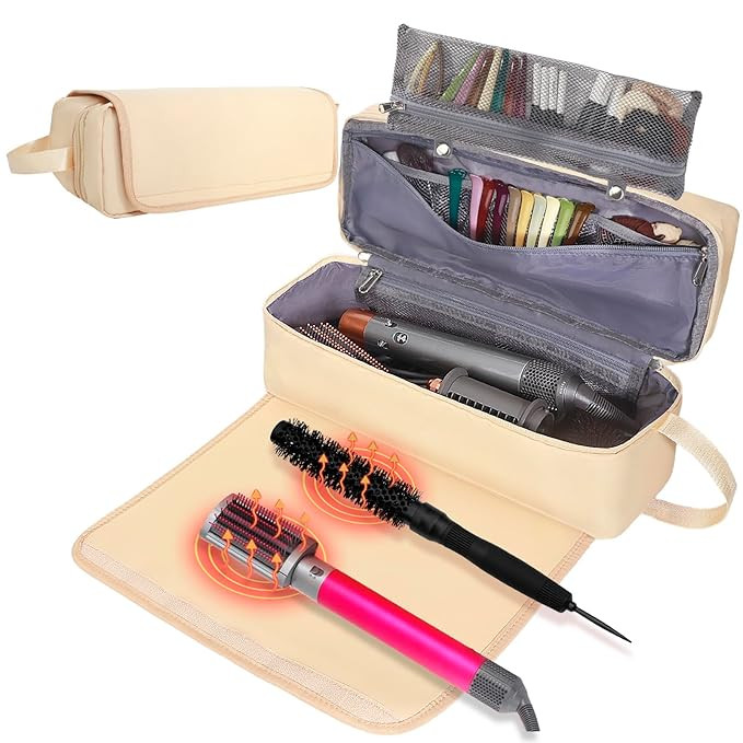 Hair Tools Travel Bag with Heat Resistant Pad, Portable Hair Tools Storage for Hair Straighteners... | Amazon (US)