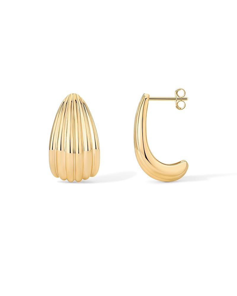 PAVOI 14K Gold Plated Chunky Vintage Earrings for Women - Trendy Textured Ribbed Knot Geometric T... | Amazon (US)