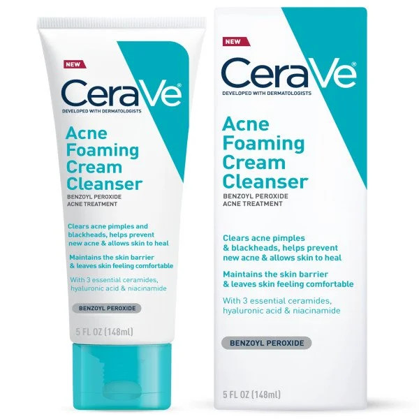 CeraVe Acne Foaming Cream Face Cleanser, Facial Cleanser for Oily Skin | Walmart (US)
