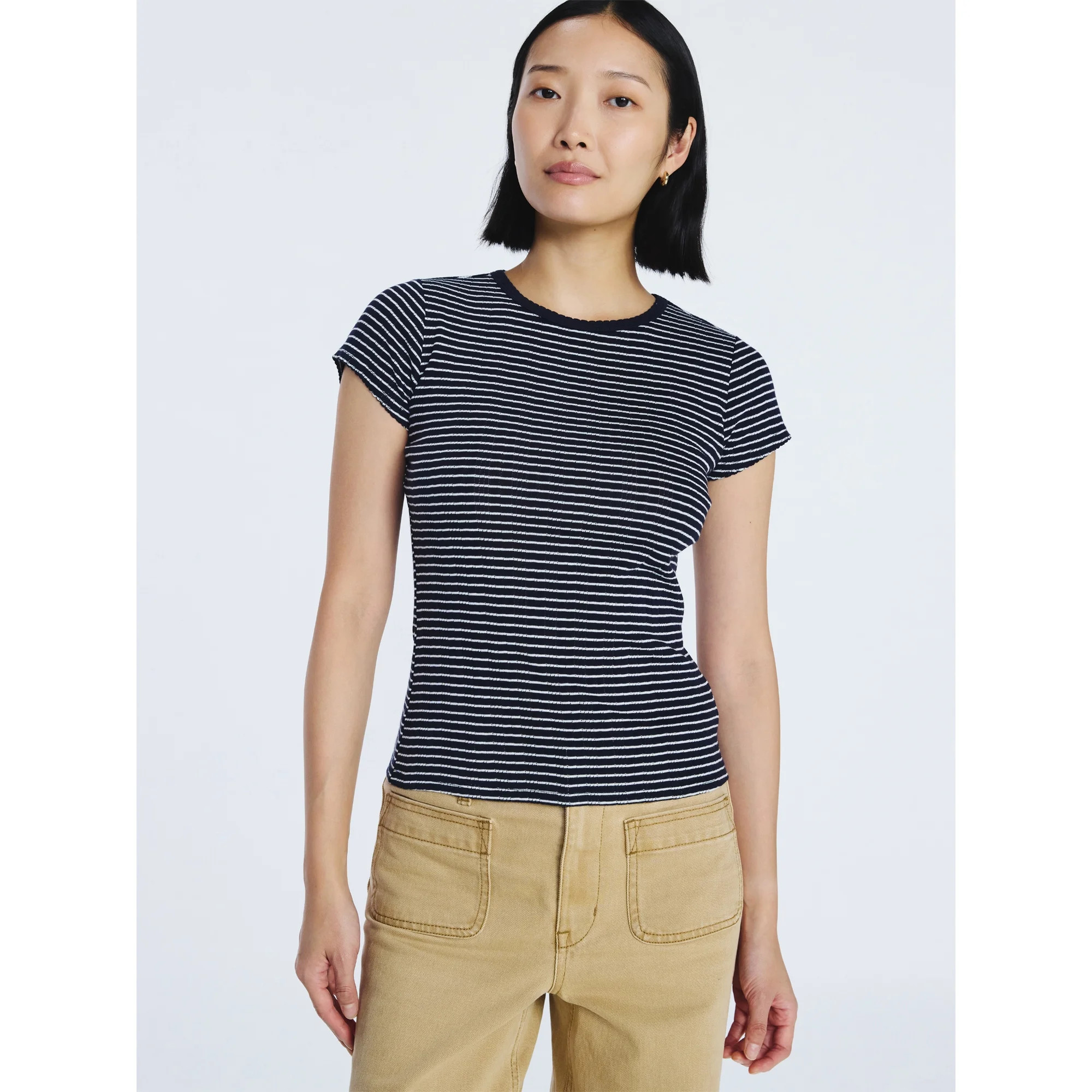 Free Assembly Women's and Women's Plus Pointelle Mini Tee with Short Sleeves, Sizes XS-4X | Walmart (US)