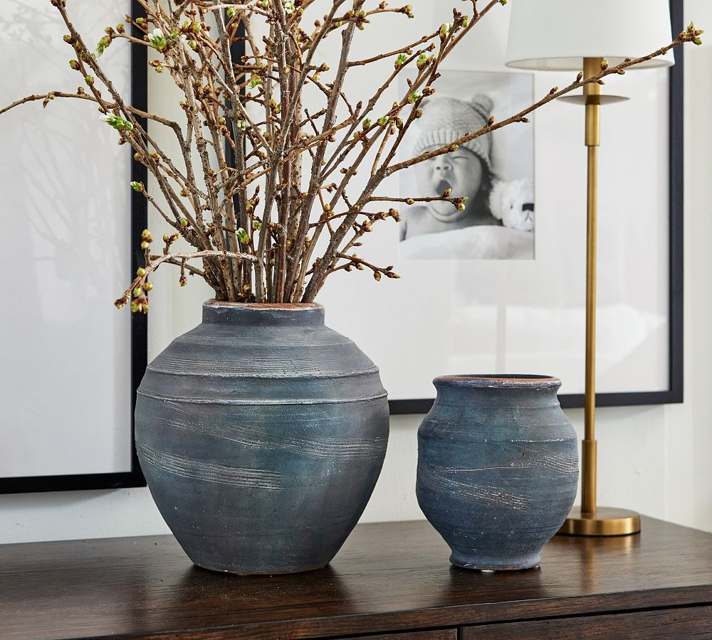 Small Indigo Artisan Ceramic Vase - 8"H | Pottery Barn (US)