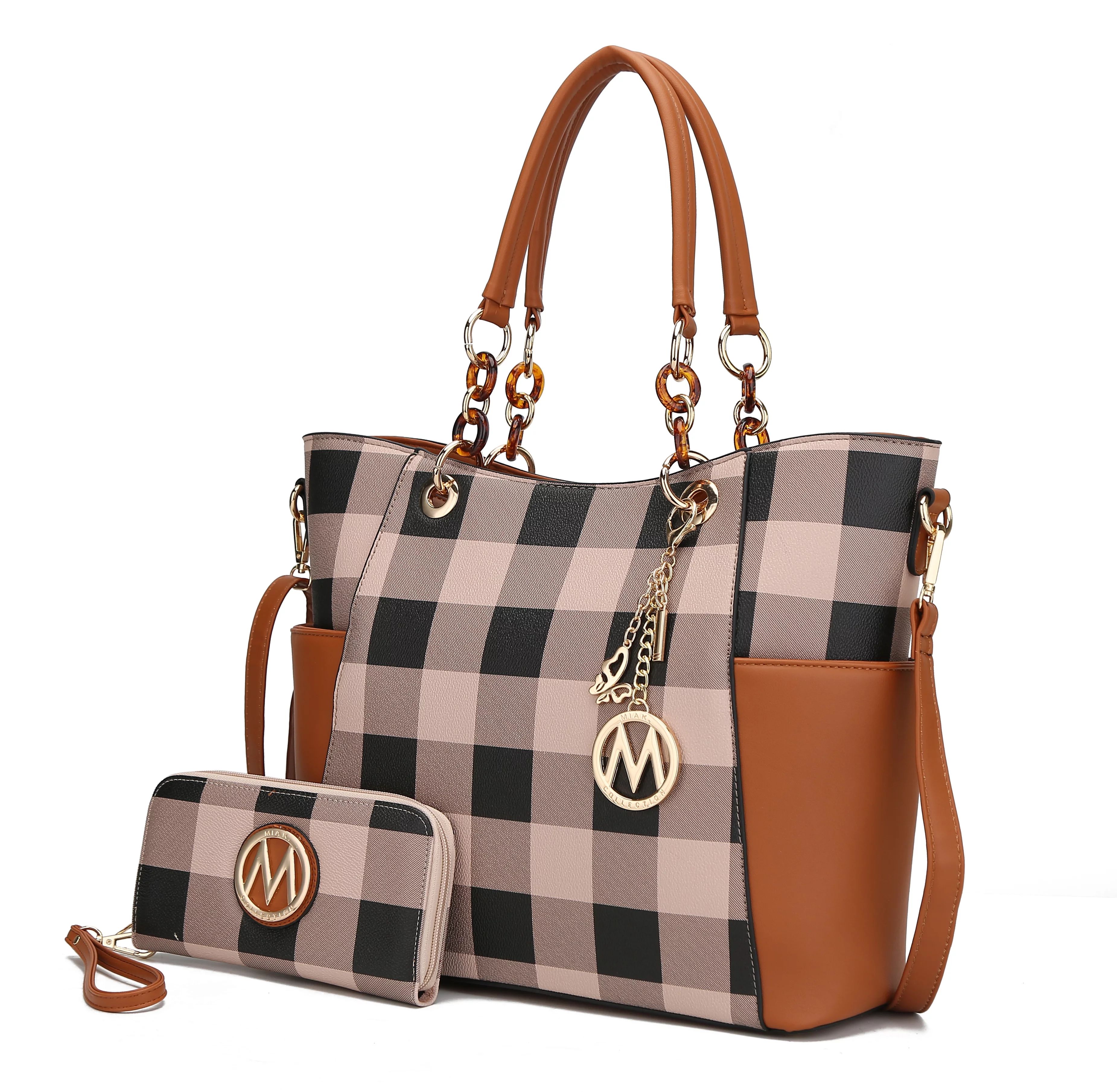 MKF Collection Bonita Checker Tote bag & Wallet Set for Women’s, Top-Handle Vegan Leather Shoul... | Walmart (US)