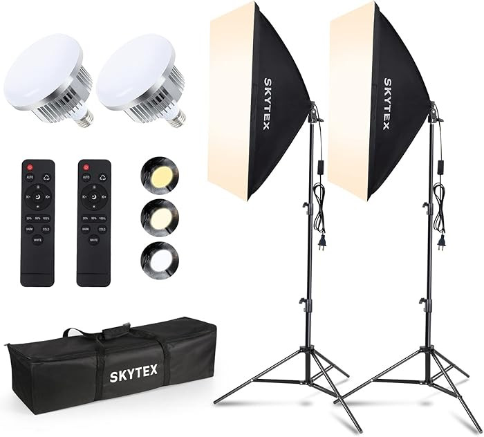 Skytex Softbox Lighting Kit(2Pack), 20x28in Soft Box | 85W 2700-6400K E27 LED Bulb Continuous Pho... | Amazon (US)