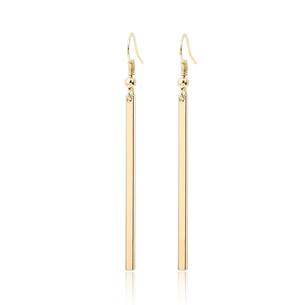 Long Vertical Bar Drop Dangle Earrings 18K Gold Plated/Silver Filled Earrings Minimal Bar Earring... | Amazon (US)