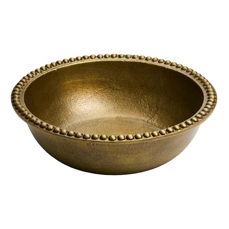 Antique Brass Cast Bowl with Ball Chain Trim, 10" | At Home