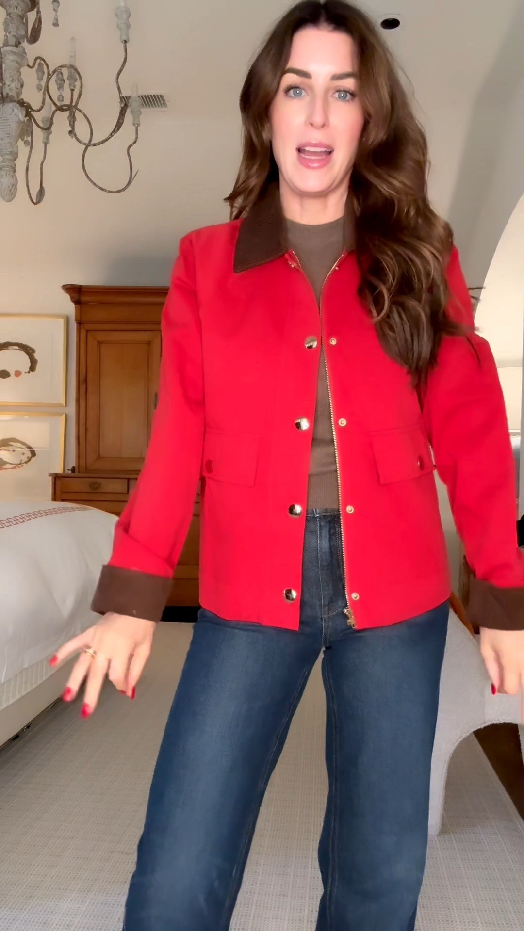 So happy I added this lightweight jacket to my fall rotation—a great jacket will take you so far during these transitional months! The pop of red makes me so happy, and that rich brown corduroy collar is such a pretty contrast. I paired it with Tuckernuck cashmere, which I LOVE for the quality and price point. This little brown sweater has the prettiest volume at the sleeve, and I linked a few more favorites too—including their silk-cashmere tee that is SO lightweight and easy to wear right now and into fall. 

 #LTKootd #LTKOver40 #LTKTall