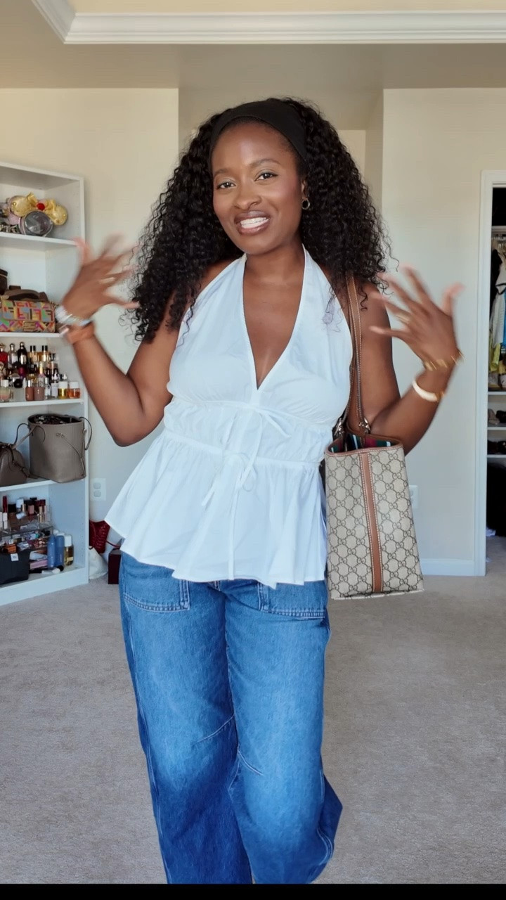 White halter top / barrel jeans / fisherman sandals / Gucci tote

#LTKootd #LTKgrwm #LTKSaleAlert