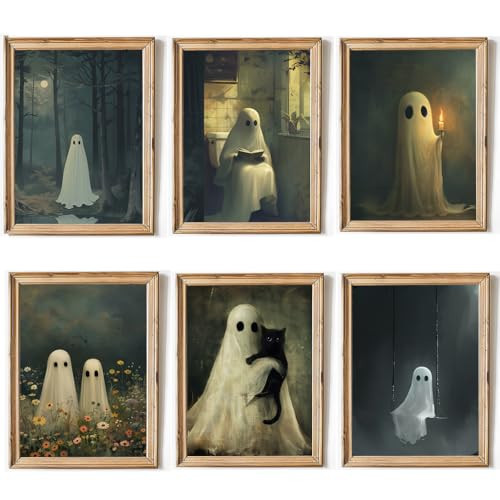 HALLOWITCH Vintage Halloween Decoration. Cute Ghost Decor. Halloween Poster Wall Art. Dark, Gothic and Vintage Gifts Idea. (Ghost Decor) | Amazon (US)
