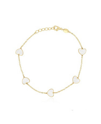The Lovery Mother of Pearl Heart Station Bracelet 14K Gold - Macy's | Macy's