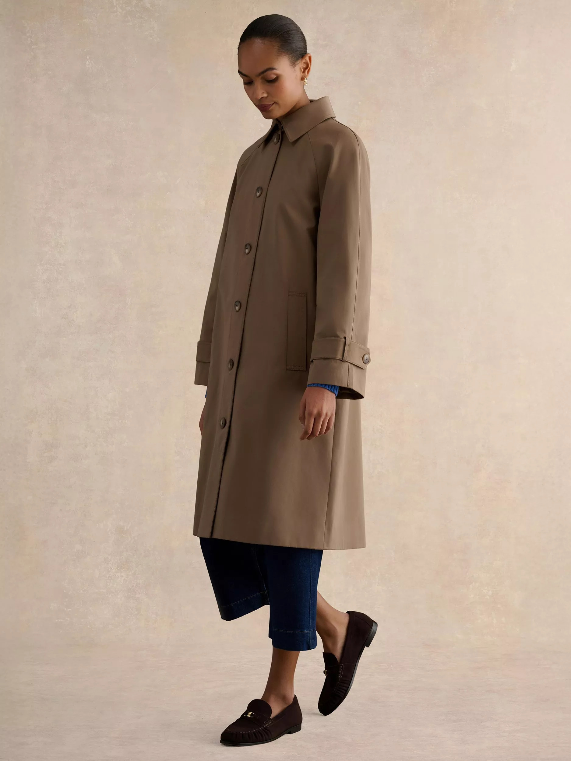 Hobbs Lucy Single Breasted Trench Coat, Mink Brown | John Lewis (UK)