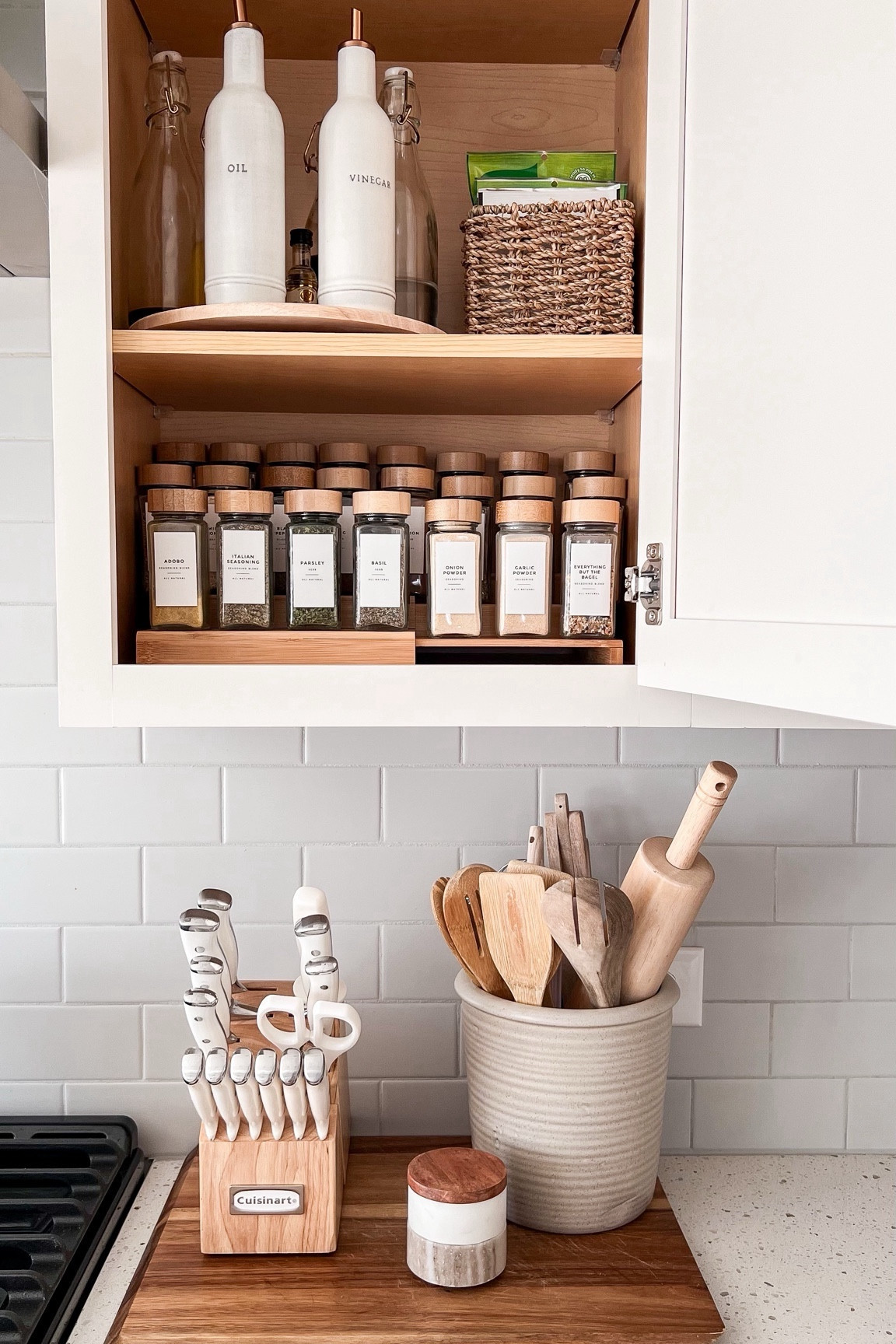 Spice cabinet refresh! Shop the whole Look! 

Spice jars, spice labels, oil and vinegar, wood riser, lazy Susan, storage, organize, knife block, canister, cooking utensils



#OrganizedHome #HomeOrganization #Decluttering #StreamlineYourSpace #PositiveImpact #WellBeing #HomeEfficiency #TranquilityAtHome #ExpertTips #SmartStorageSolutions #SpaceSavingFurniture #EfficientLiving #HomeImprovement #InteriorDesignTips #OrganizationIdeas #OrganizedLiving #HomeInspiration #DeclutterAndDestress #HomeWellness #HappinessAtHome

#LTKfindsunder50 #LTKhome #LTKfamily