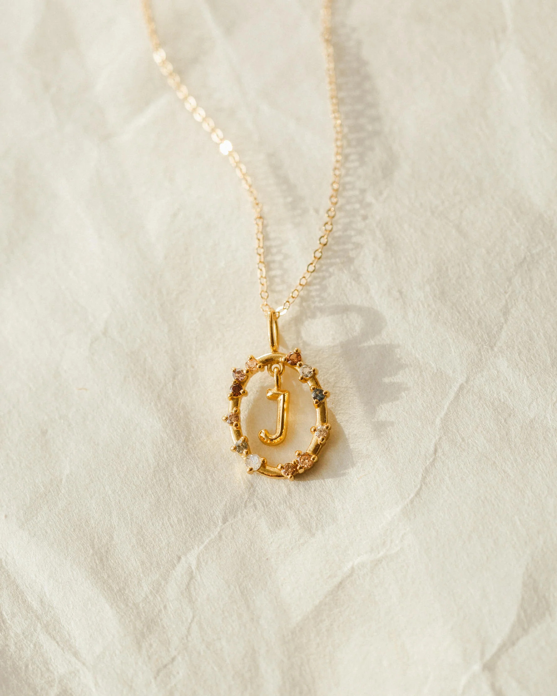 Gemstone Initial Pendant | GLDN