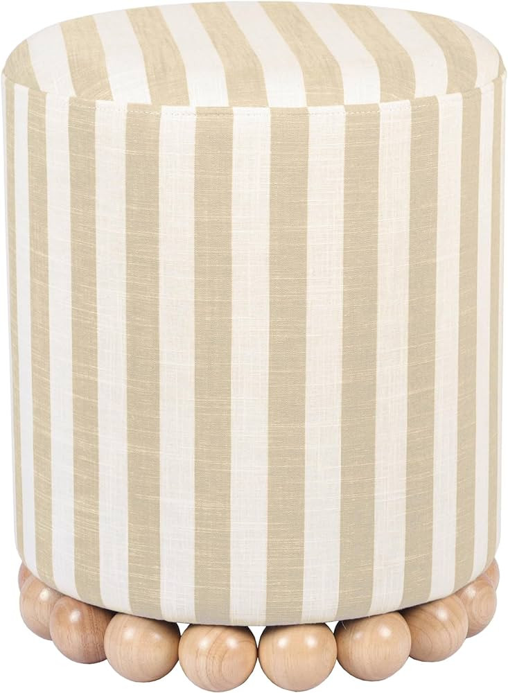 Tov Furniture Dex Beige Striped Linen Ottoman | Amazon (US)