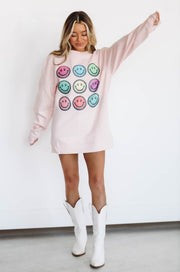 Smiles All Around Sweatshirt - Pink | Hazel and Olive