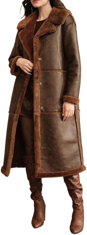 Women's Winter Warm Faux Fur Collar Zip-Up Long Casual Jacket Puffer Jacket | Amazon (US)