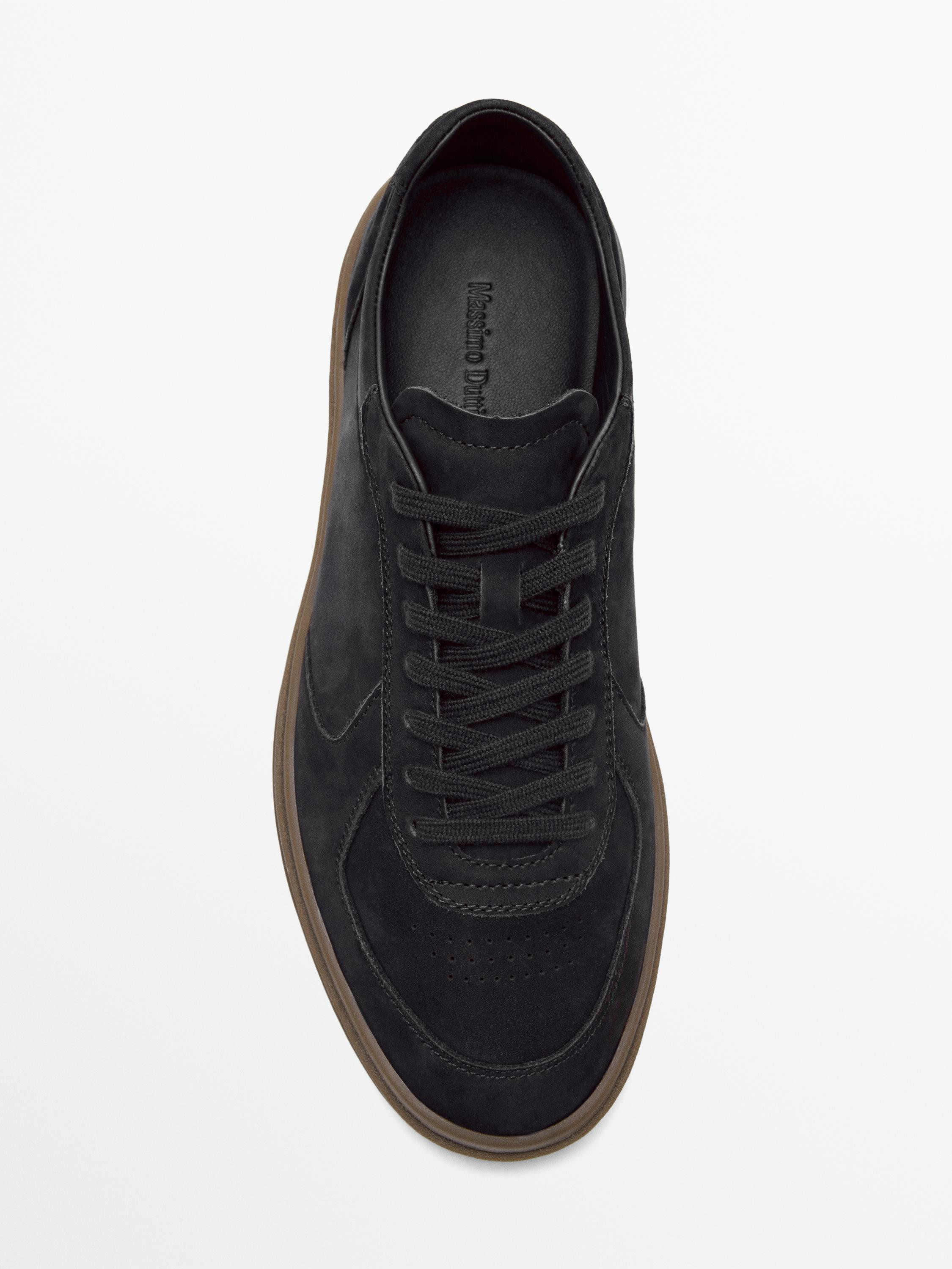 Nubuck trainers with contrast sole | Massimo Dutti UK