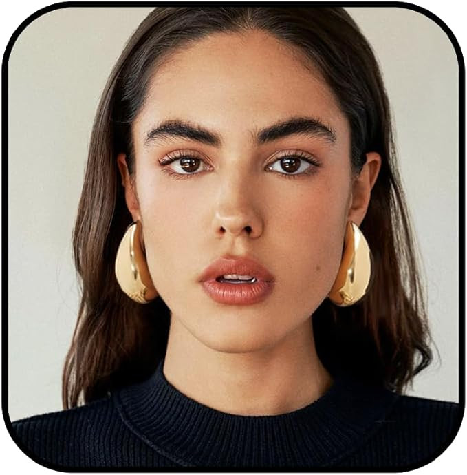 Senteria Extra Large Drop Earrings Lightweight Chunky Hoop Earrings for women Hypoallergenic Ster... | Amazon (UK)