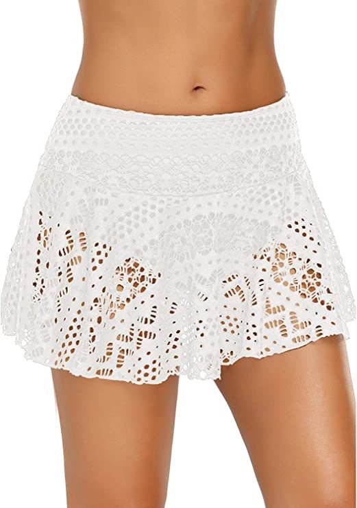 REKITA Womens Swim Skirt Lace Crochet Skort Bikini Bottom | Amazon (US)