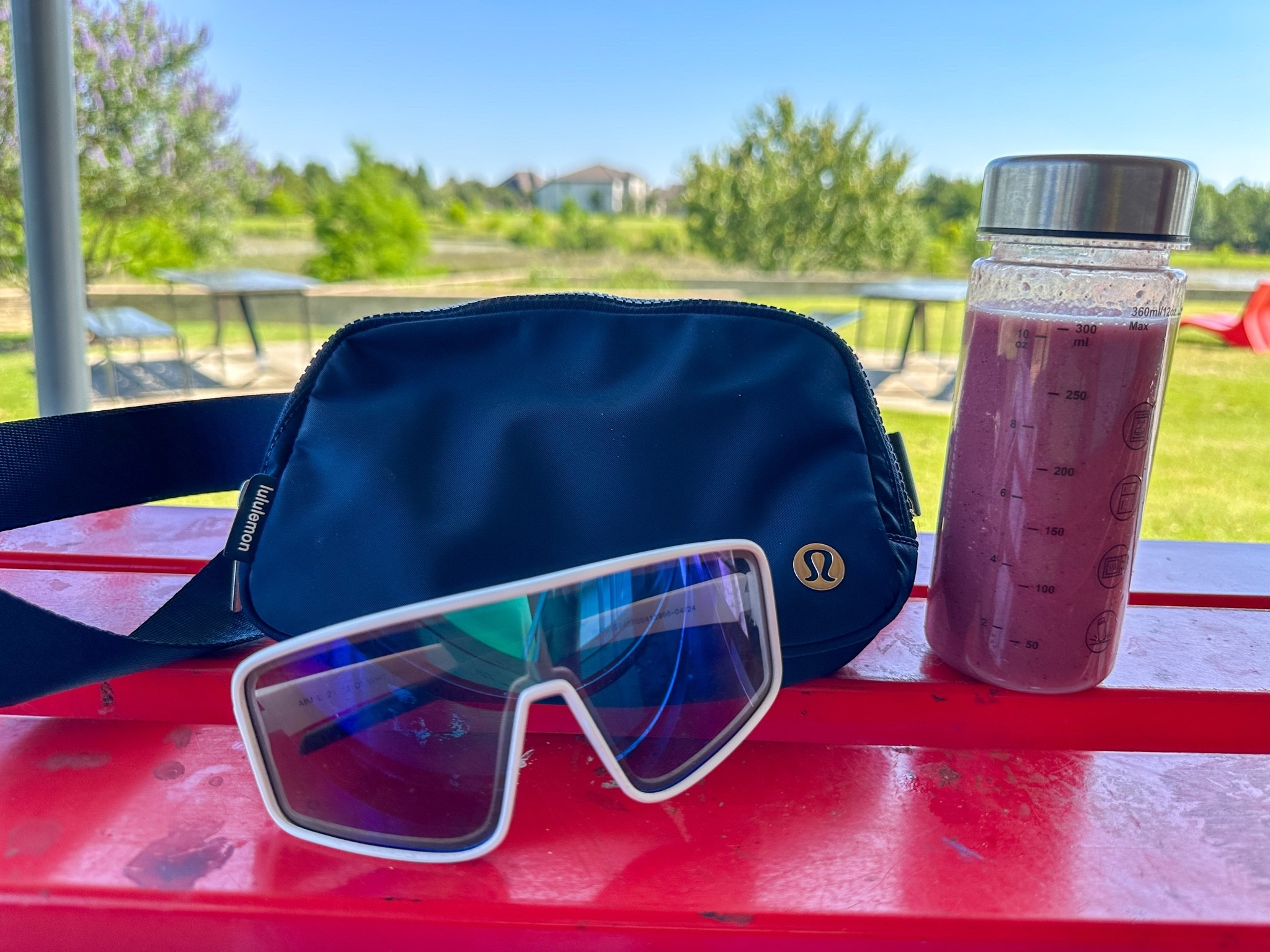 Outdoor workout essentials, Everywhere Belt Bag 1L, sunglasses and homemade smoothie. #lululemon #everydaybelt #sunglasses

#LTKselfcare #LTKdayinmylife #LTKfitnessgoals