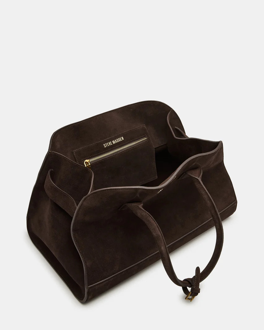 HEIDEE Shoulder Bag Brown Suede | Women's Tote Handbag | Steve Madden (US)