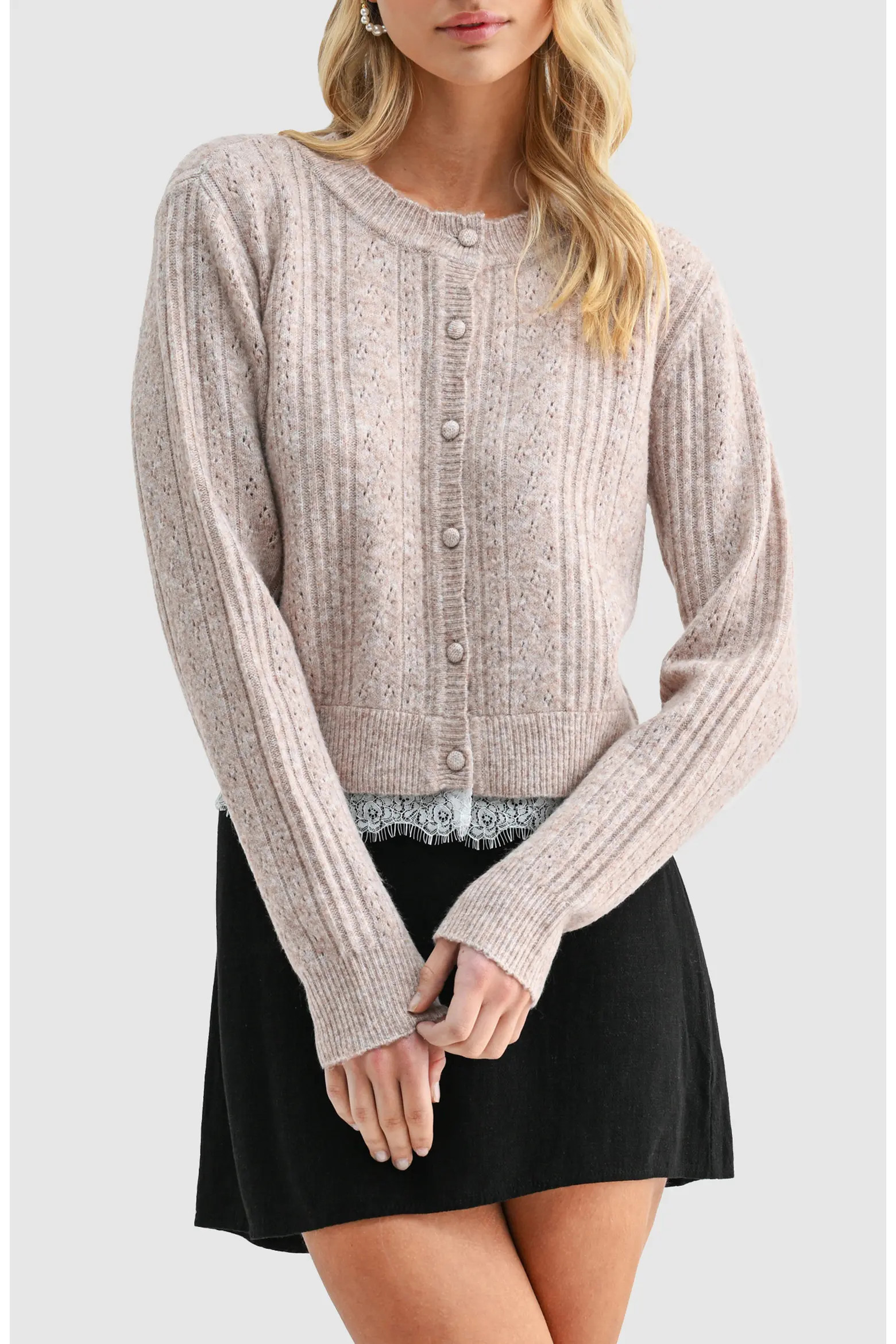 Lace Trim Pointelle Cardigan (Women) | Nordstrom | Nordstrom