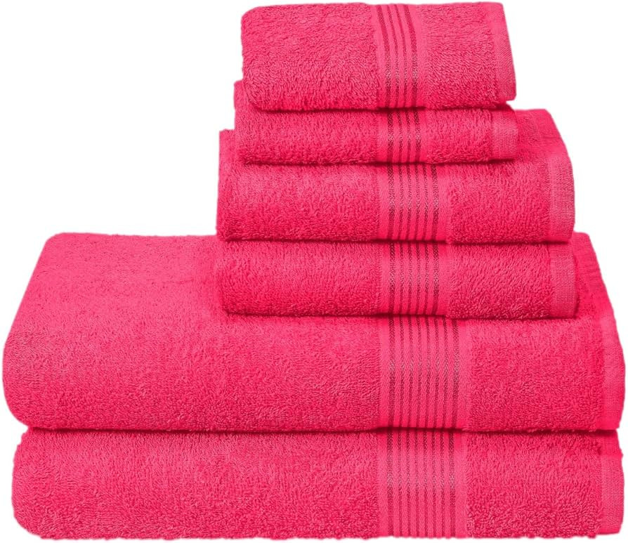 Belizzi Home Ultra Soft 6 Pack Cotton Towel Set, Contains 2 Bath Towels 28x55 inch, 2 Hand Towels... | Amazon (US)