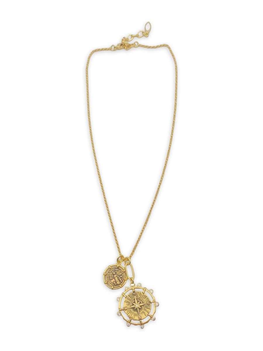 Shop Mignonne Gavigan Tessa 14K-Gold-Plated &amp; Cubic Zirconia Coin Pendant Necklace | Saks Fif... | Saks Fifth Avenue