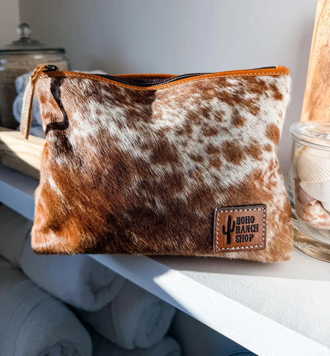 COWHIDE MAKEUP BAG Genuine Hair On makeup bag travel toiletry pouch western shaving cosmetics | Etsy (US)