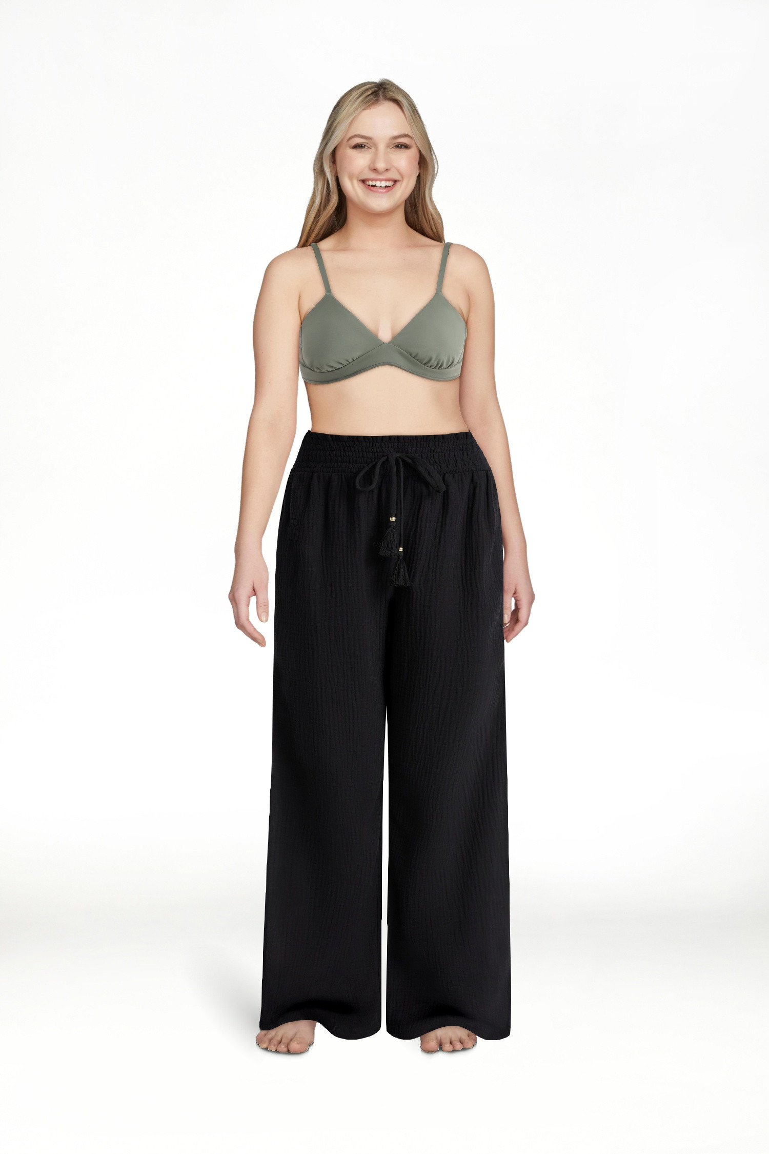 Time and Tru Women's Cotton Coverup Pants with Side Slits, Sizes XS-XL | Walmart (US)