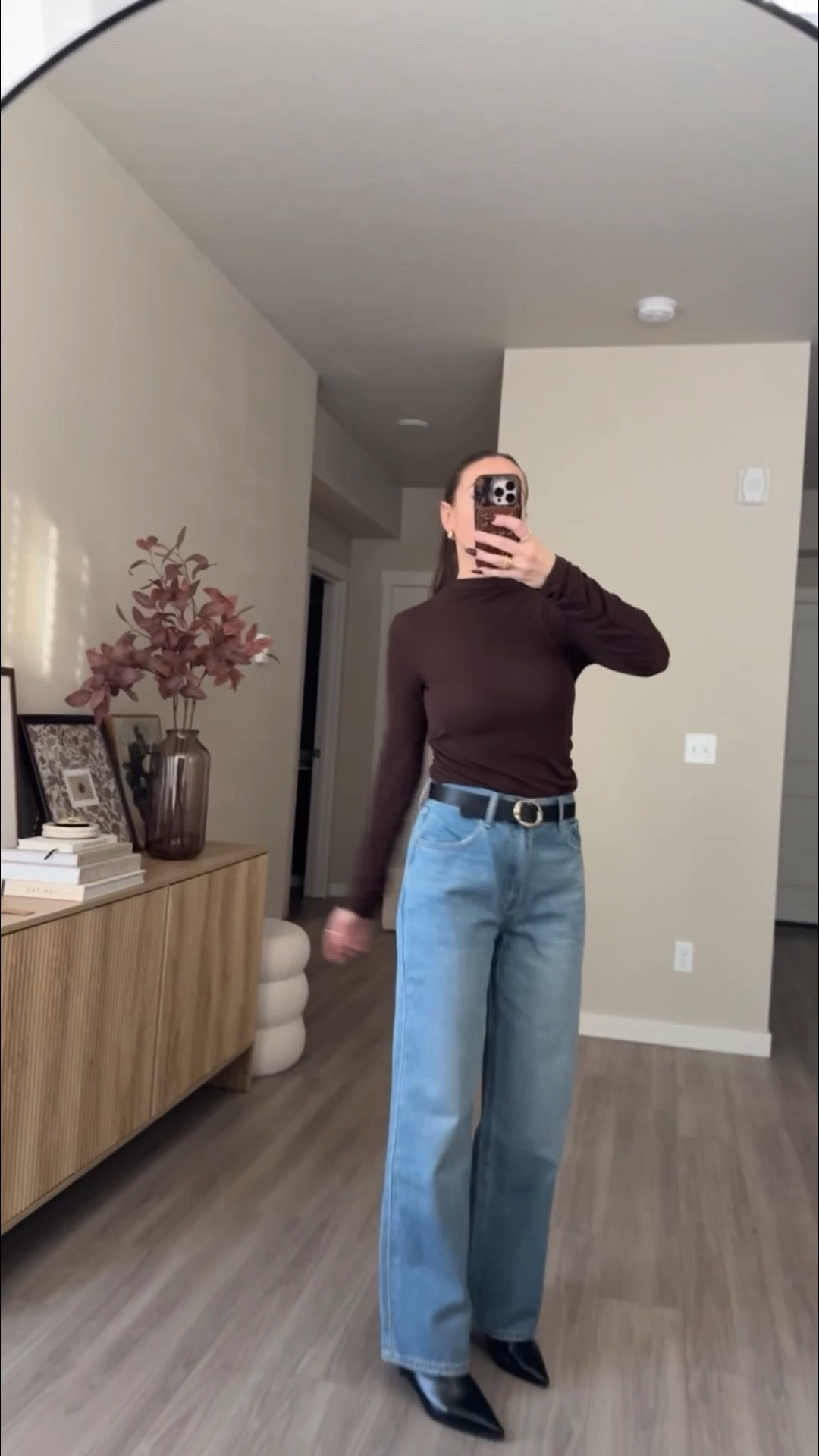 waist adjustable wide leg jeans 