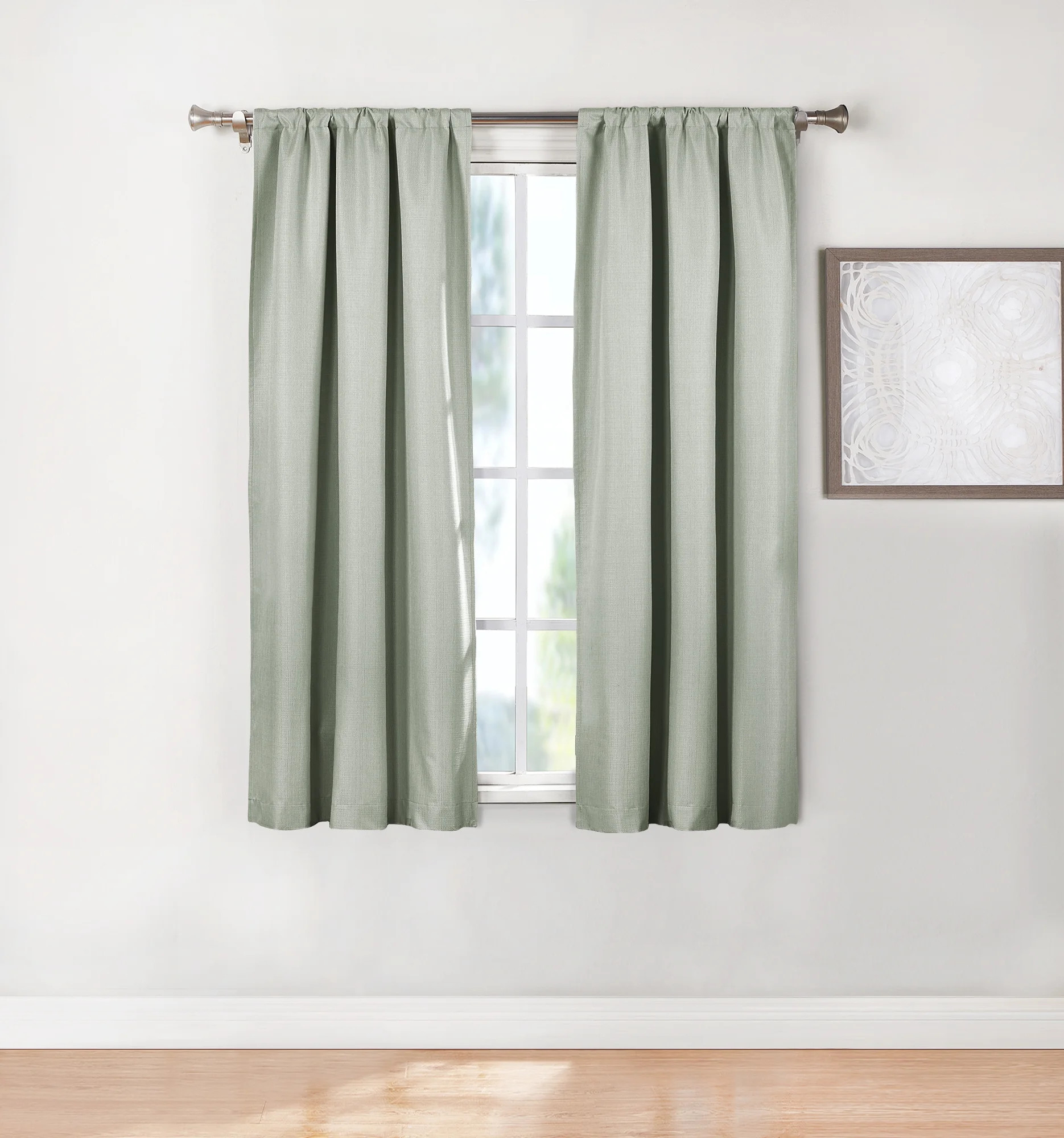 Ecologee Wakefield Textured 100% Blackout Rod Pocket Indoor Curtain Panel Pair, Sage, 37" W x 63"... | Walmart (US)