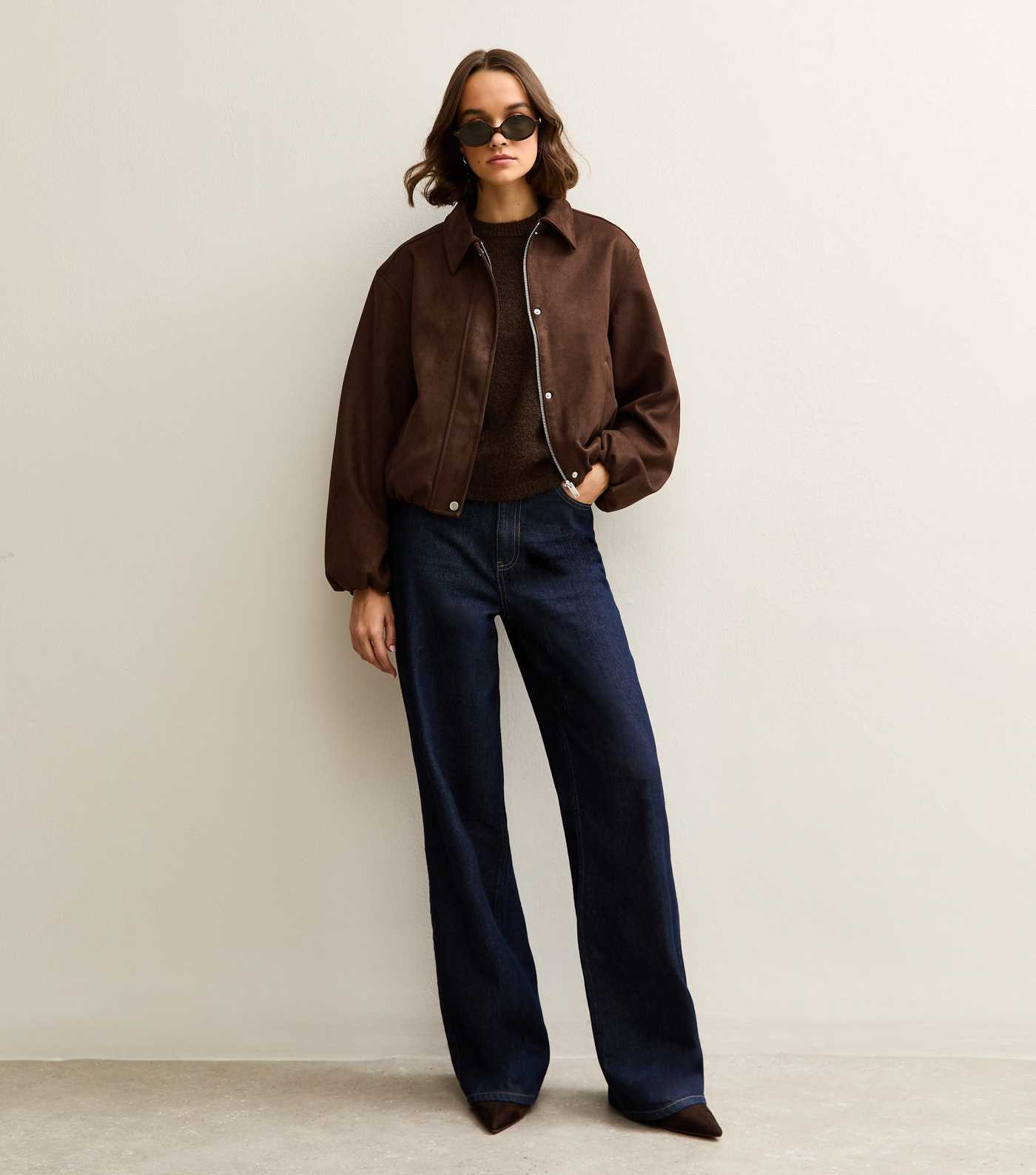 Brown Faux Suede Bubble Hem Jacket | New Look | New Look (UK)