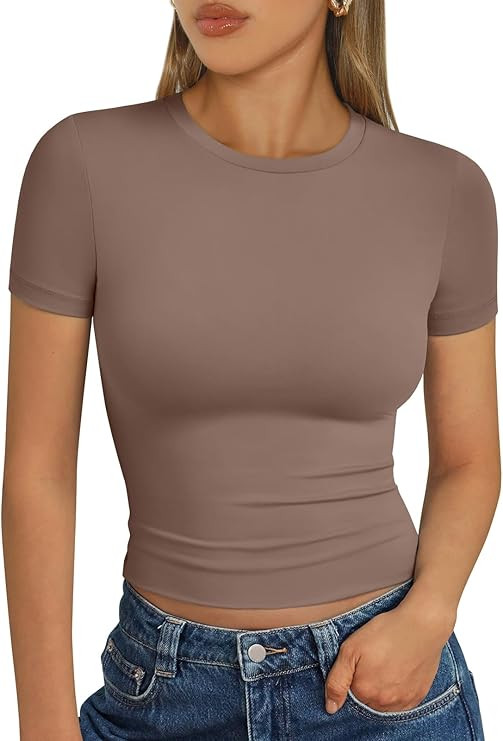 Trendy Queen Womens Short Sleeve T Shirt Buttery Soft Summer Tops Basic Tees | Amazon (US)