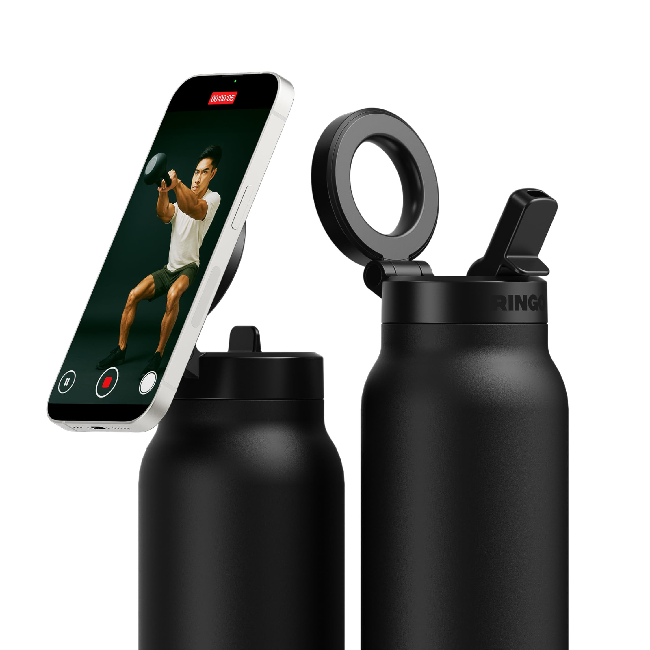 Ringo PRO Water Bottle with Magnetic Phone Mount & Sip Straw Lid - Insulated Stainless Steel Bott... | Amazon (US)