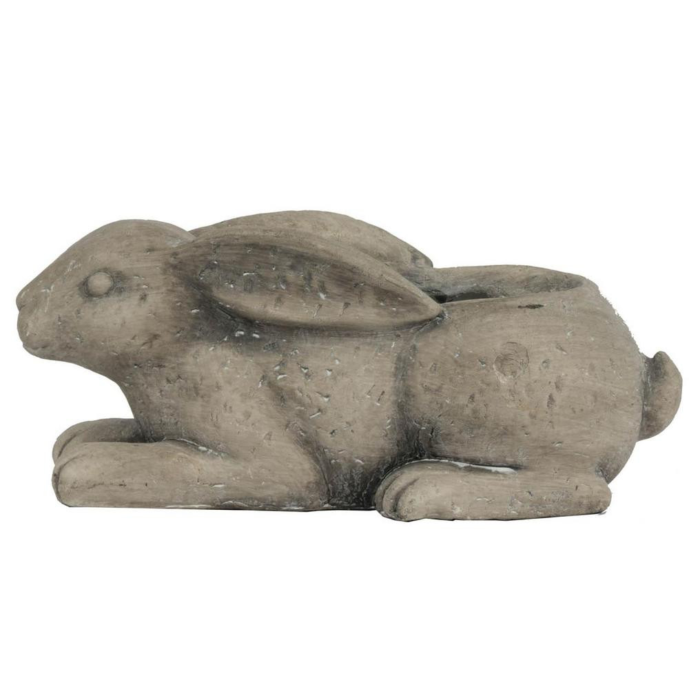Seasonal Abode Inc Morrison Gray Medium Manon Rabbit Planter | The Home Depot