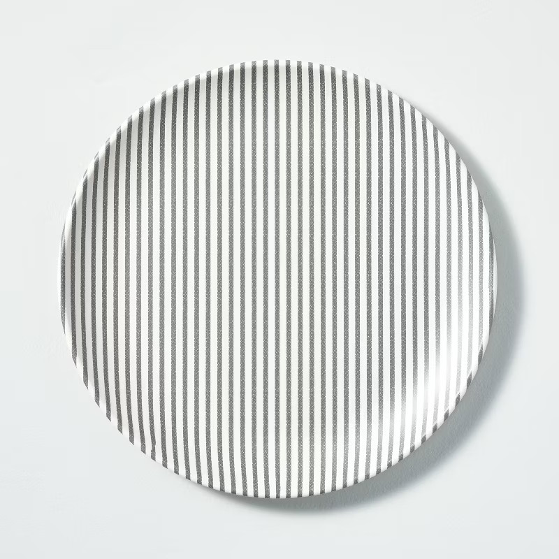 Ticking Stripe Bamboo-Melamine Dinner Plate Dark Gray/Cream - Hearth & Hand™ with Magnolia | Target