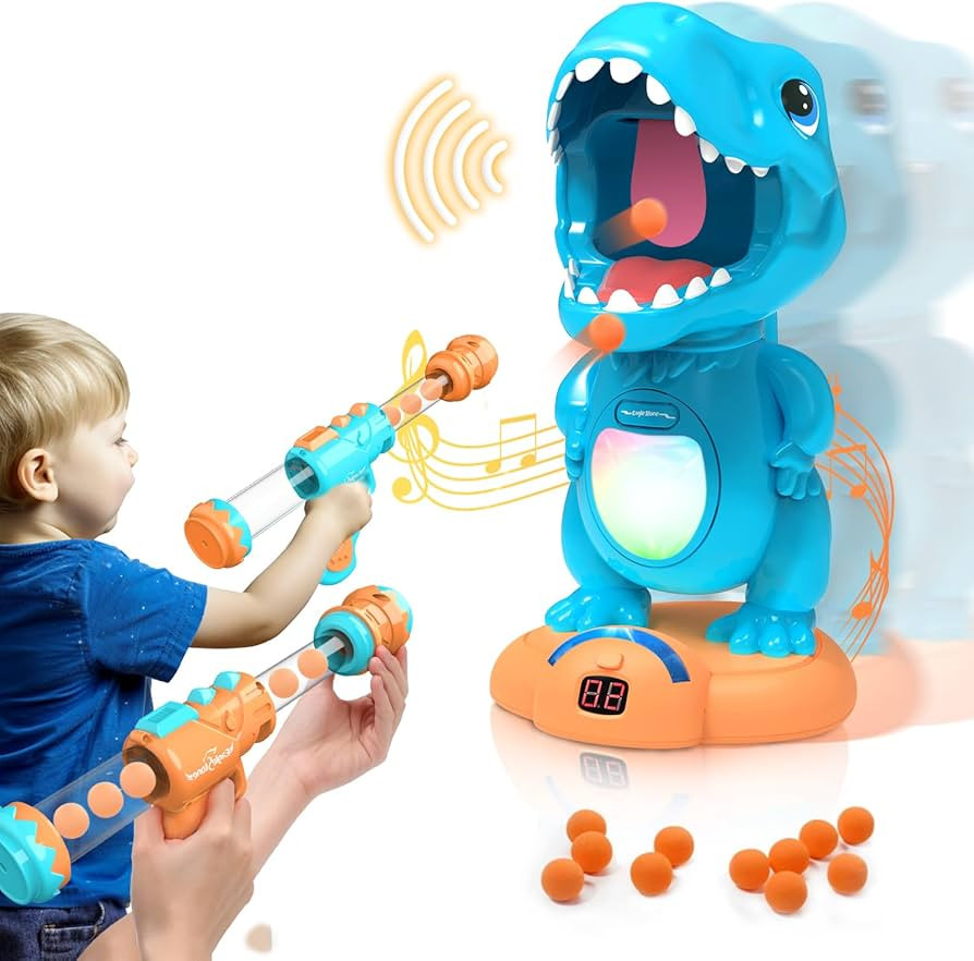 EagleStone Moveable Dinosaur Shooting Toys for Boys, Kids Target Shooting Games w/ 2 Air Pump Gun... | Amazon (US)