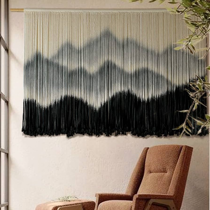 Macrame Wall Hanging Mountain Dip-Dyed Macrame Wall Decor Large Modern Fiber Art Boho Wall Decor ... | Amazon (US)