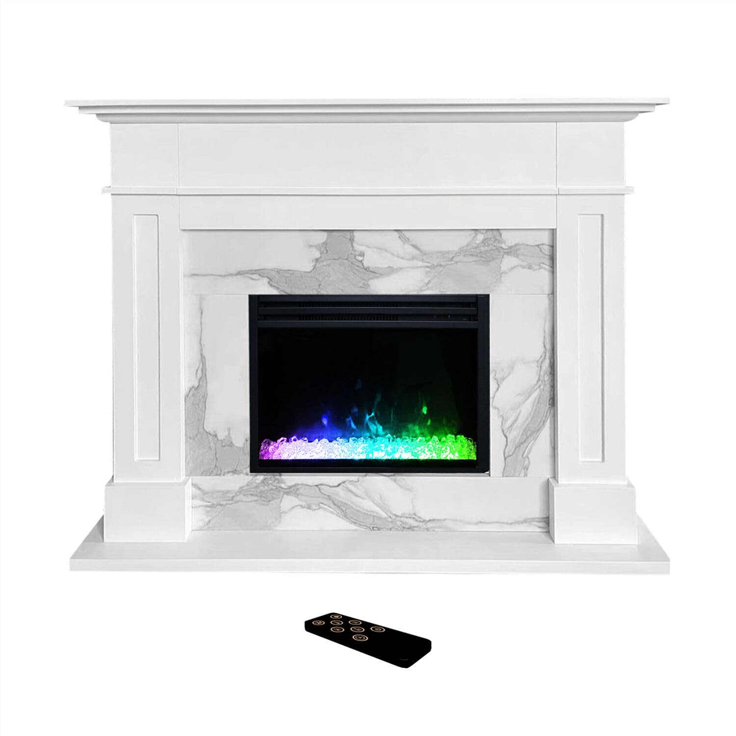 Cambridge Sofia 57-In. Modern Indoor Electric Fireplace Mantel with LED Multi-Color Crystal Inser... | Amazon (US)