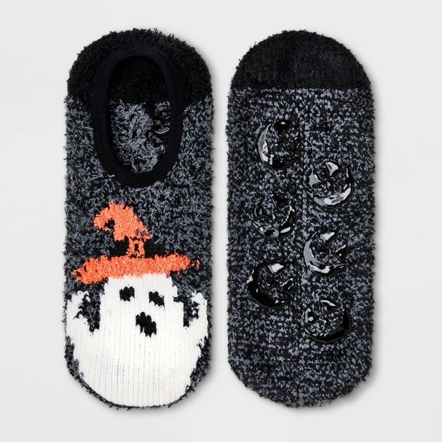 Women's Ghost Cozy Halloween Pull-On Liner Socks with Grippers - Hyde & EEK! Boutique™ Black 4-... | Target