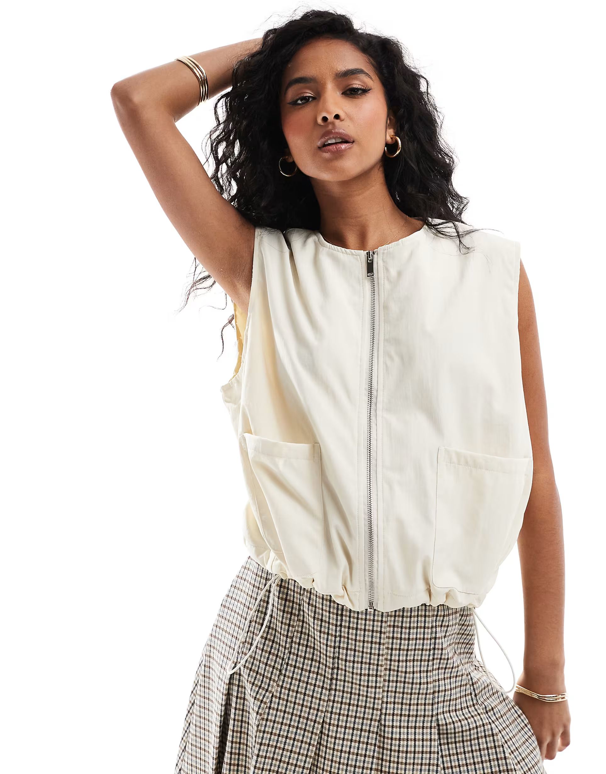 Brave Soul utility gilet in cream | ASOS (Global)