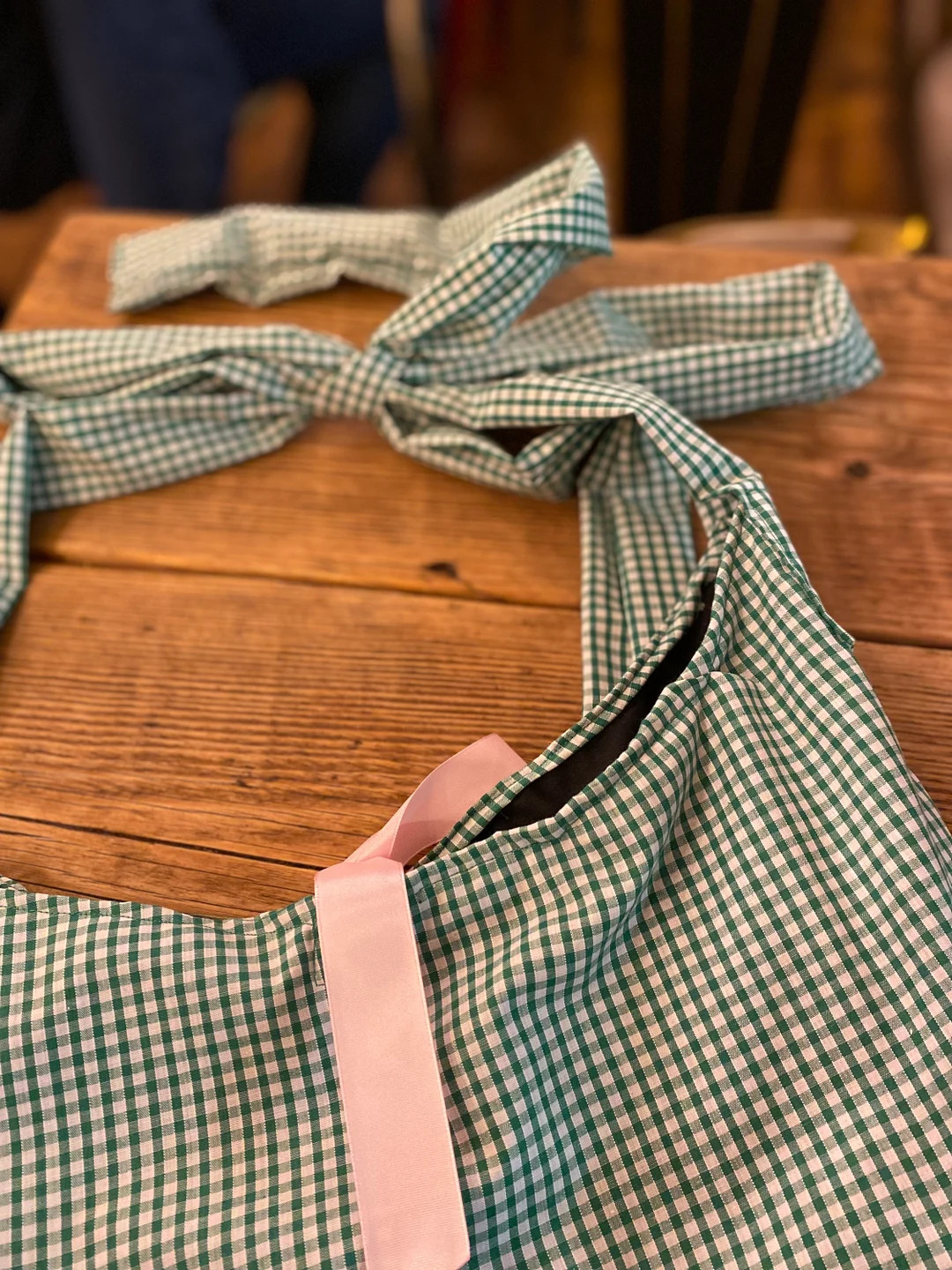Handmade green gingham bow tie tote bag | Etsy (US)