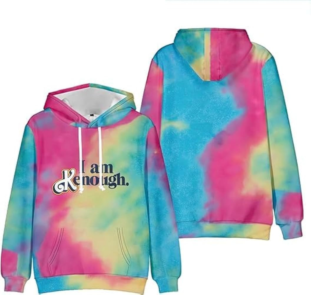 I am Kenough Hooded Sweatshirt Tie Dye Streetwear Lettering Printed Hoodie for Men and Women Coup... | Amazon (US)