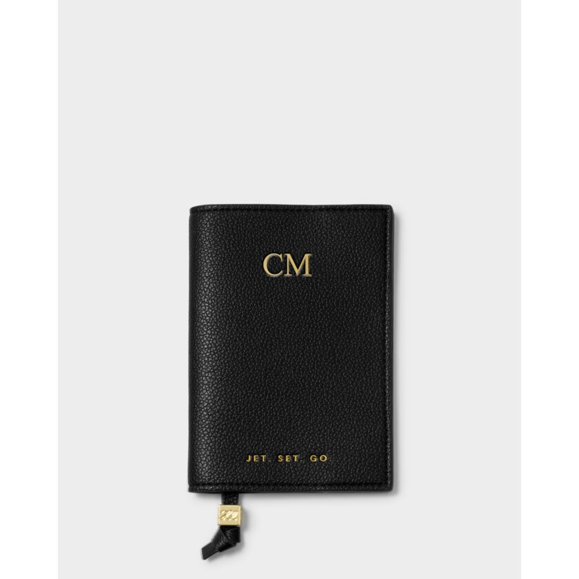 Passport Cover 'Jet. Set. Go.' in Black | Katie Loxton Ltd. (UK)