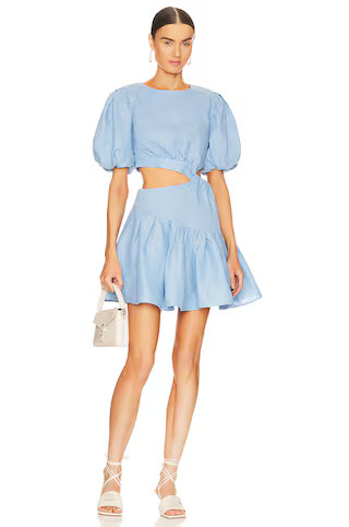 Bardot Mimi Linen Mini Dress in Cornflower from Revolve.com | Revolve Clothing (Global)
