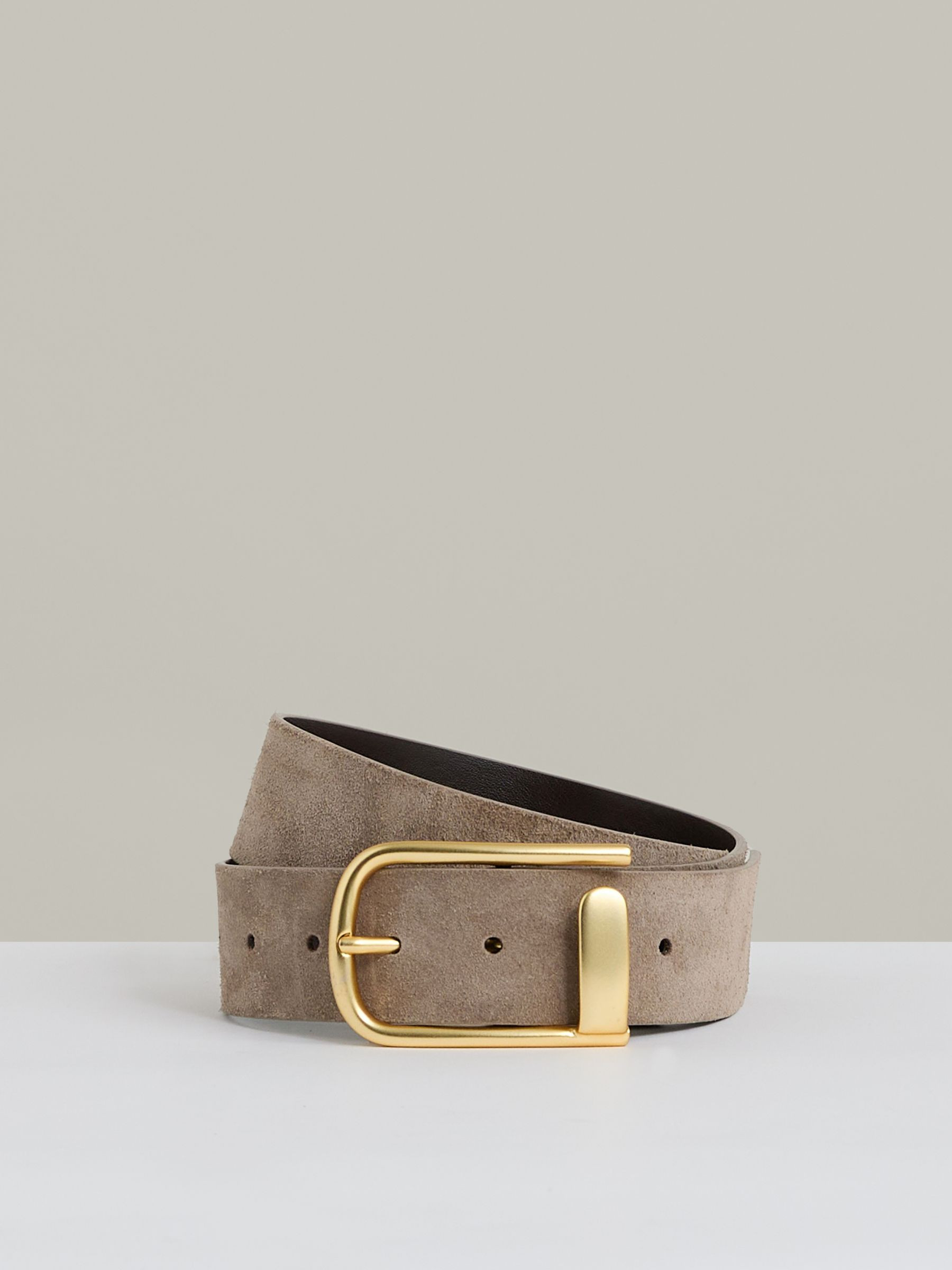 Leather Half Keeper Belt in Grey | Reiss US